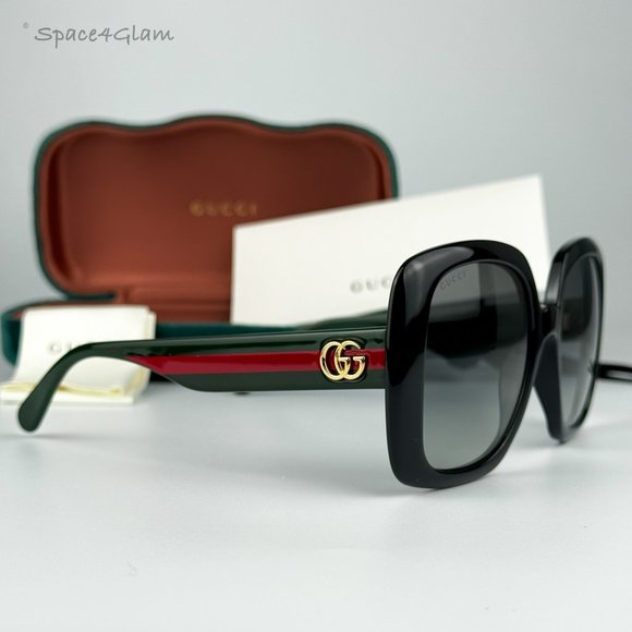 Gucci Woman Sunglasses Black Green Grey Gradient Oversized GG0713S 006 NEW - Picture 4 of 7